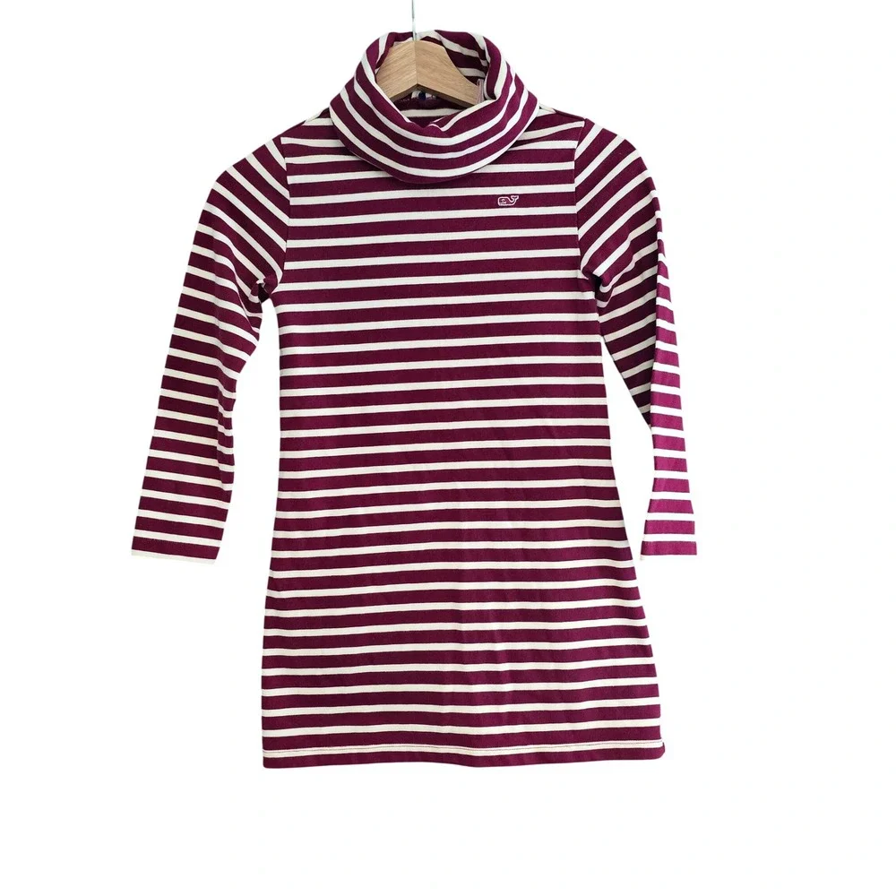 Vineyard Vines Striped Cowl Neck Knit Sweater Dress Girls S (7-8)